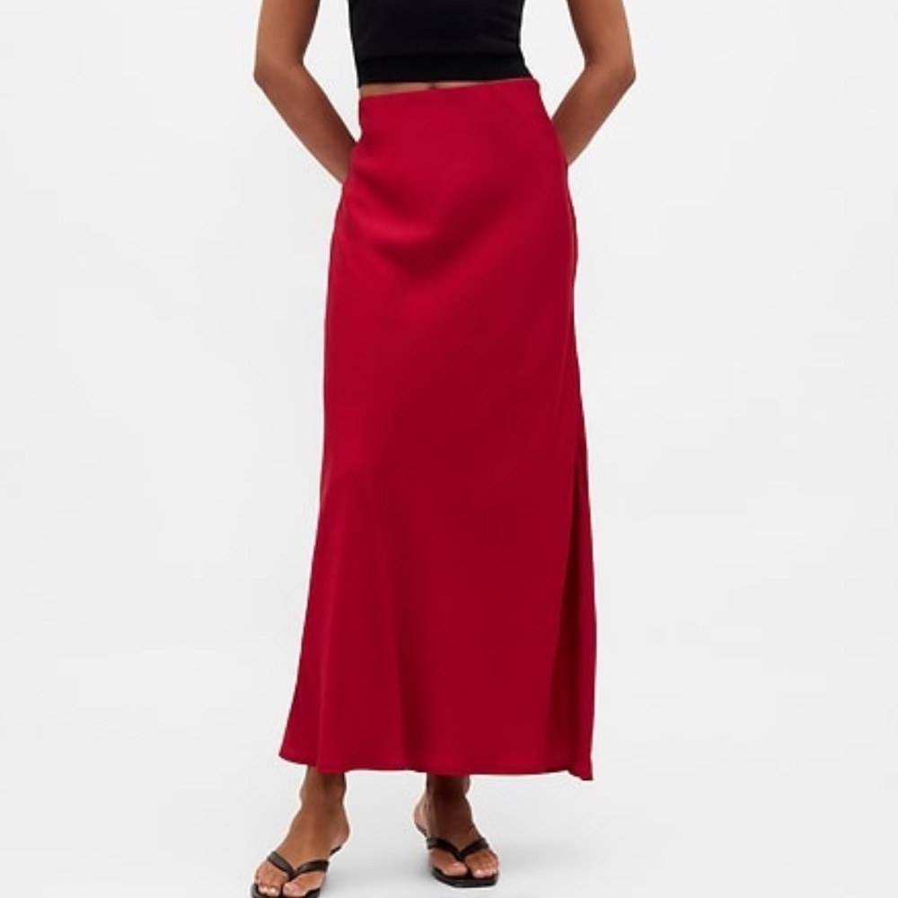 Gap Maxi Slip Skirt in Sled Red